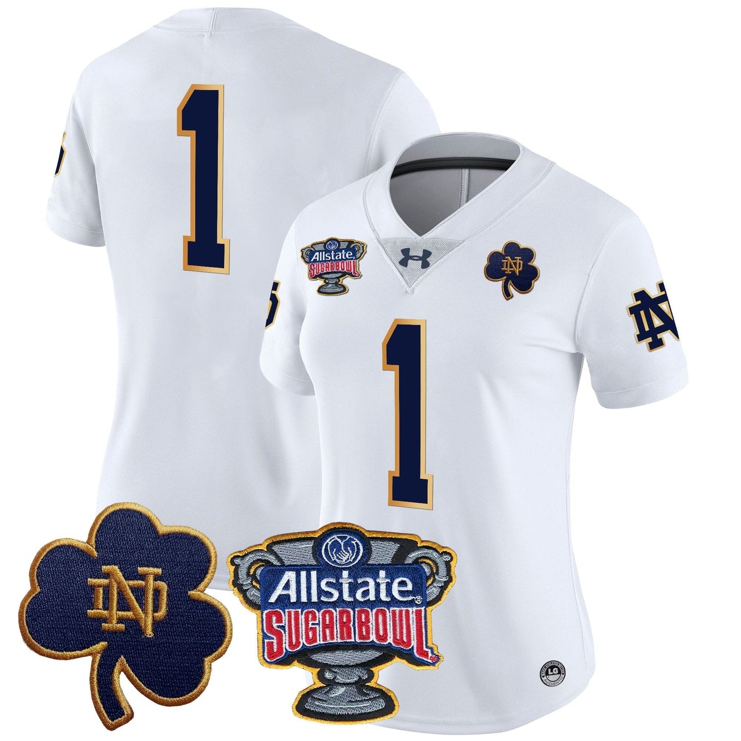 Women's ND 2024 Sugar Bowl Patch Vapor Limited Jersey - All Stitched
