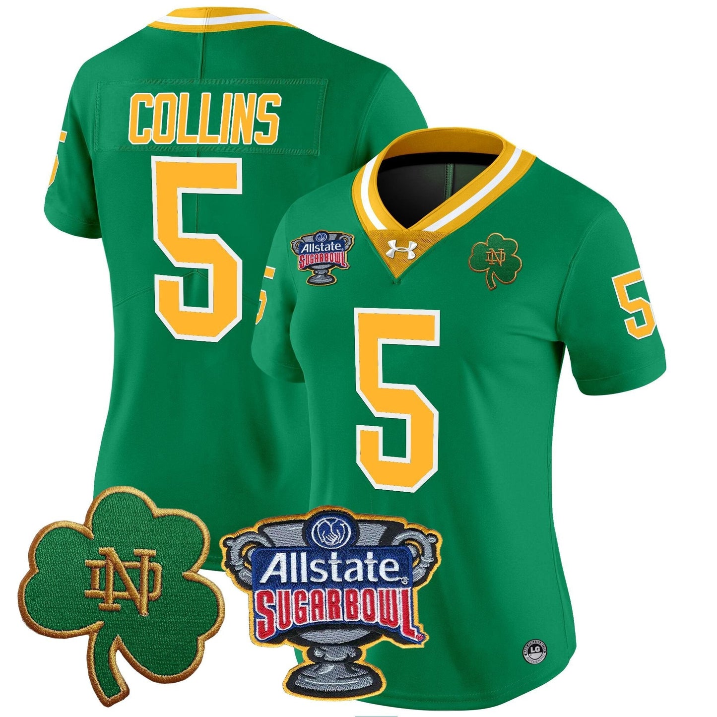 Women's ND 2024 Sugar Bowl Patch Vapor Limited Jersey - All Stitched
