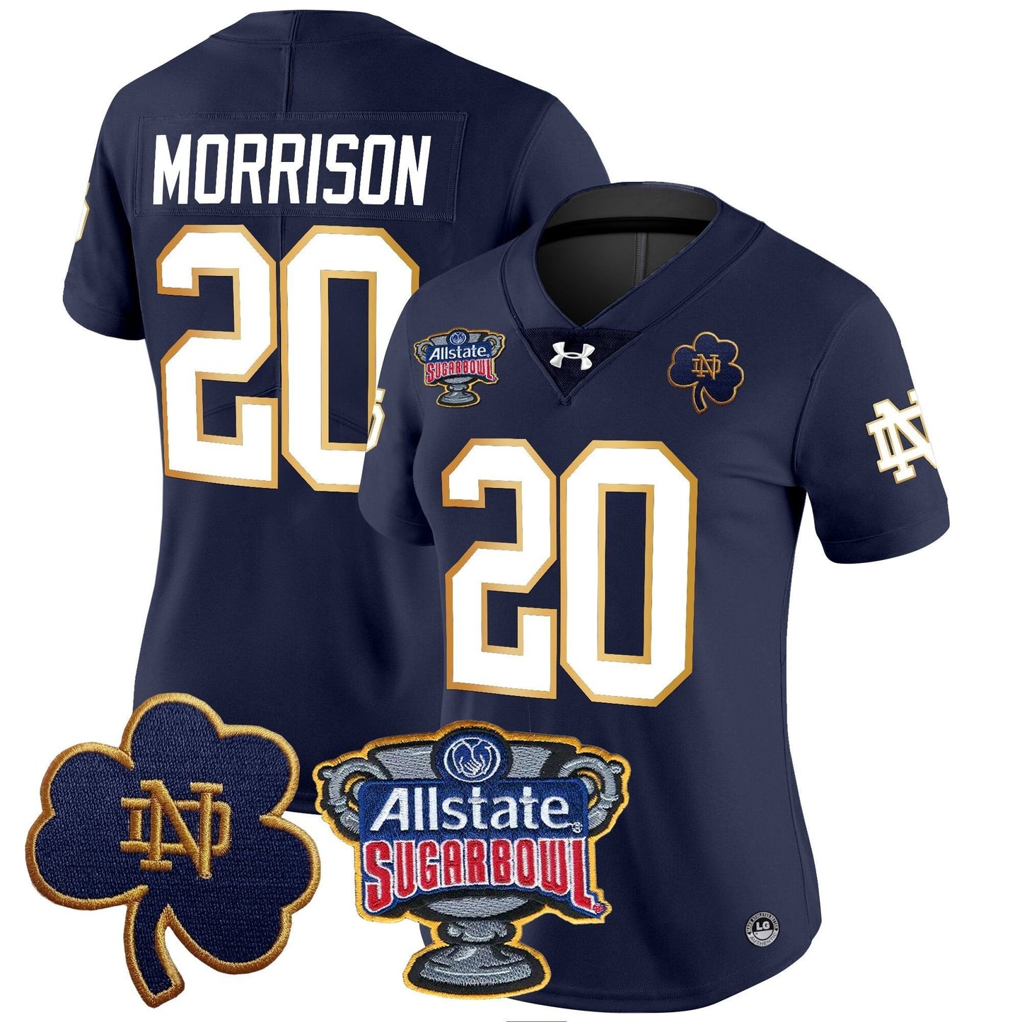 Women's ND 2024 Sugar Bowl Patch Vapor Limited Jersey - All Stitched