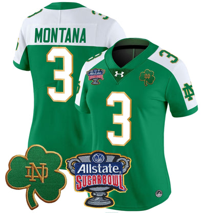 Women's ND 2024 Sugar Bowl Patch Vapor Limited Jersey - All Stitched