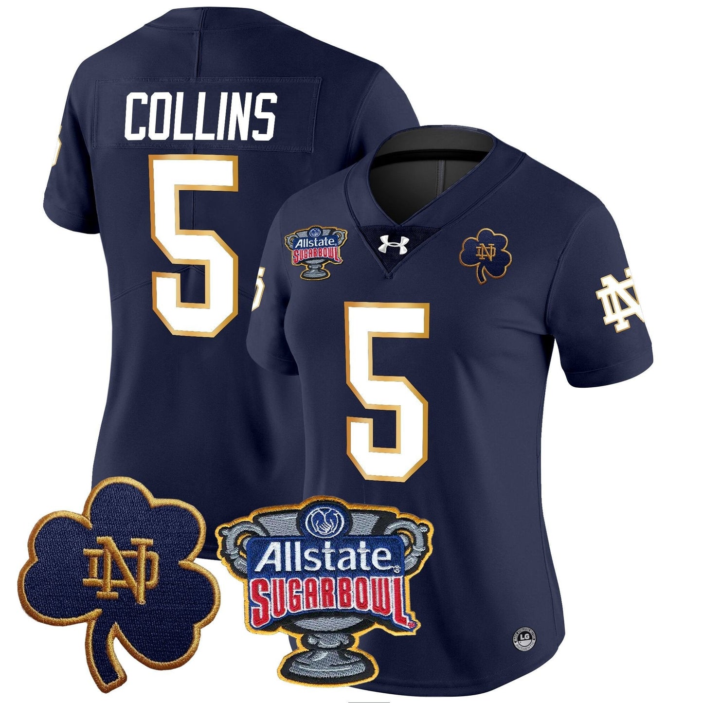 Women's ND 2024 Sugar Bowl Patch Vapor Limited Jersey - All Stitched