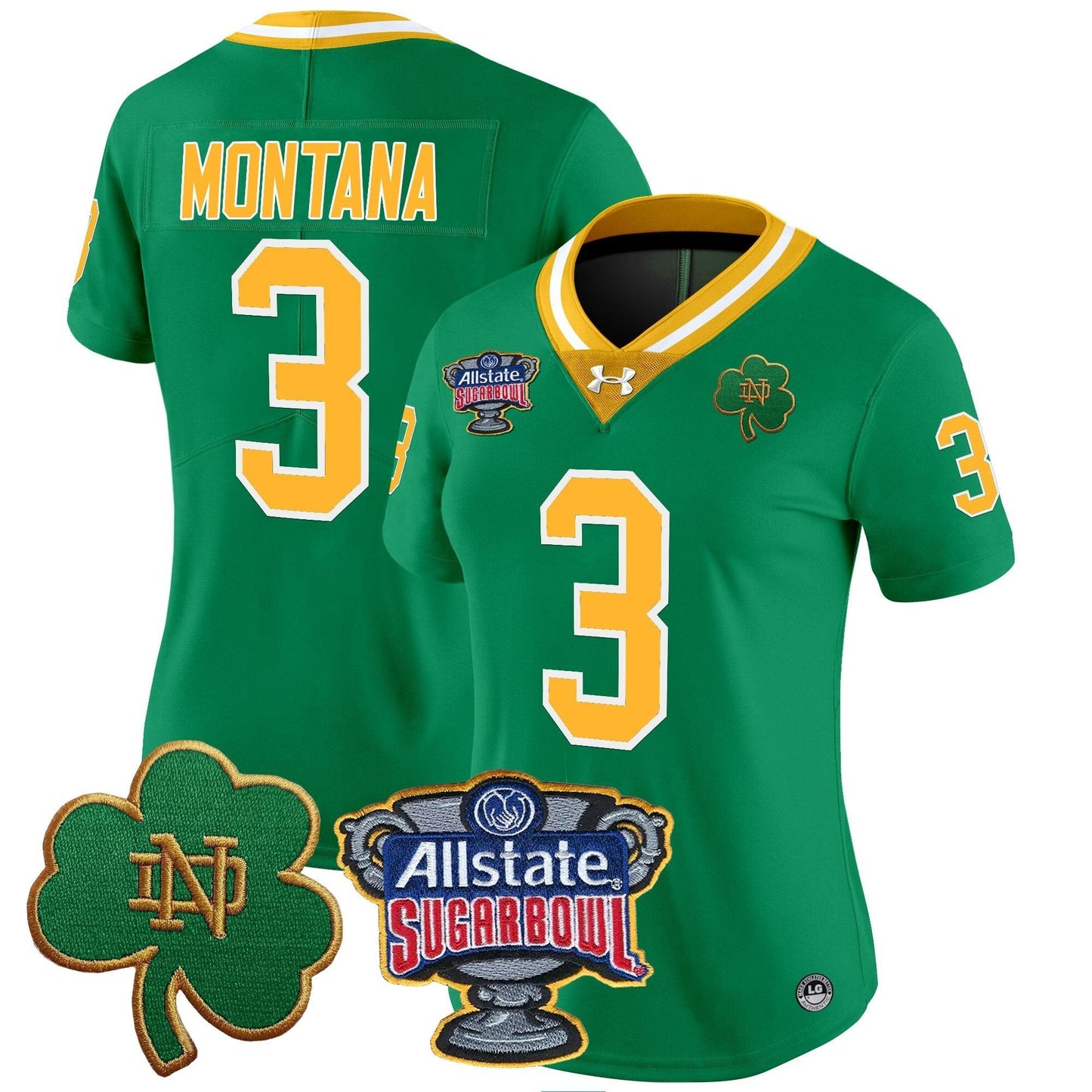 Women's ND 2024 Sugar Bowl Patch Vapor Limited Jersey - All Stitched