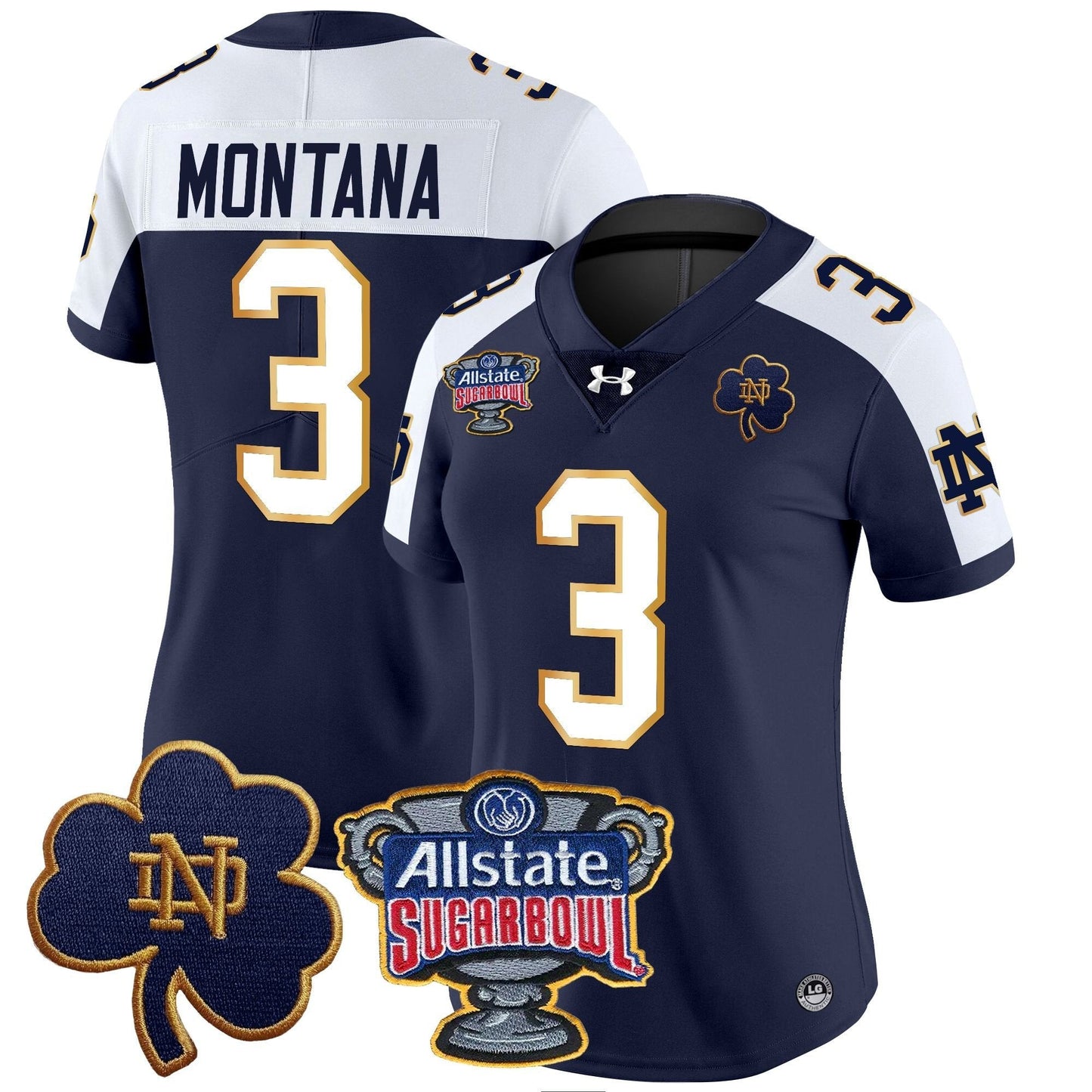 Women's ND 2024 Sugar Bowl Patch Vapor Limited Jersey - All Stitched