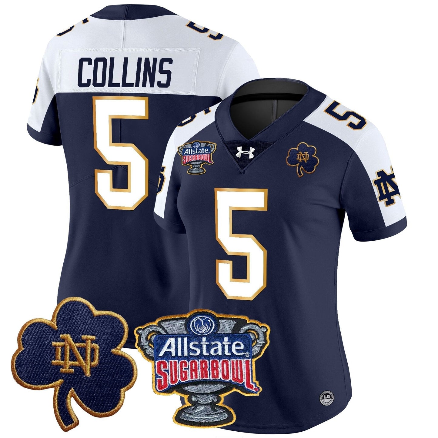 Women's ND 2024 Sugar Bowl Patch Vapor Limited Jersey - All Stitched