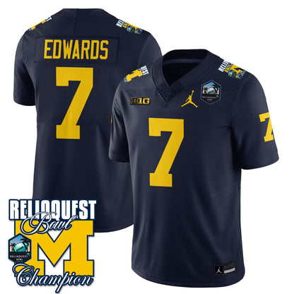 Michigan Wolverines 2024 ReliaQuest Bowl Champions Jersey - All Stitched