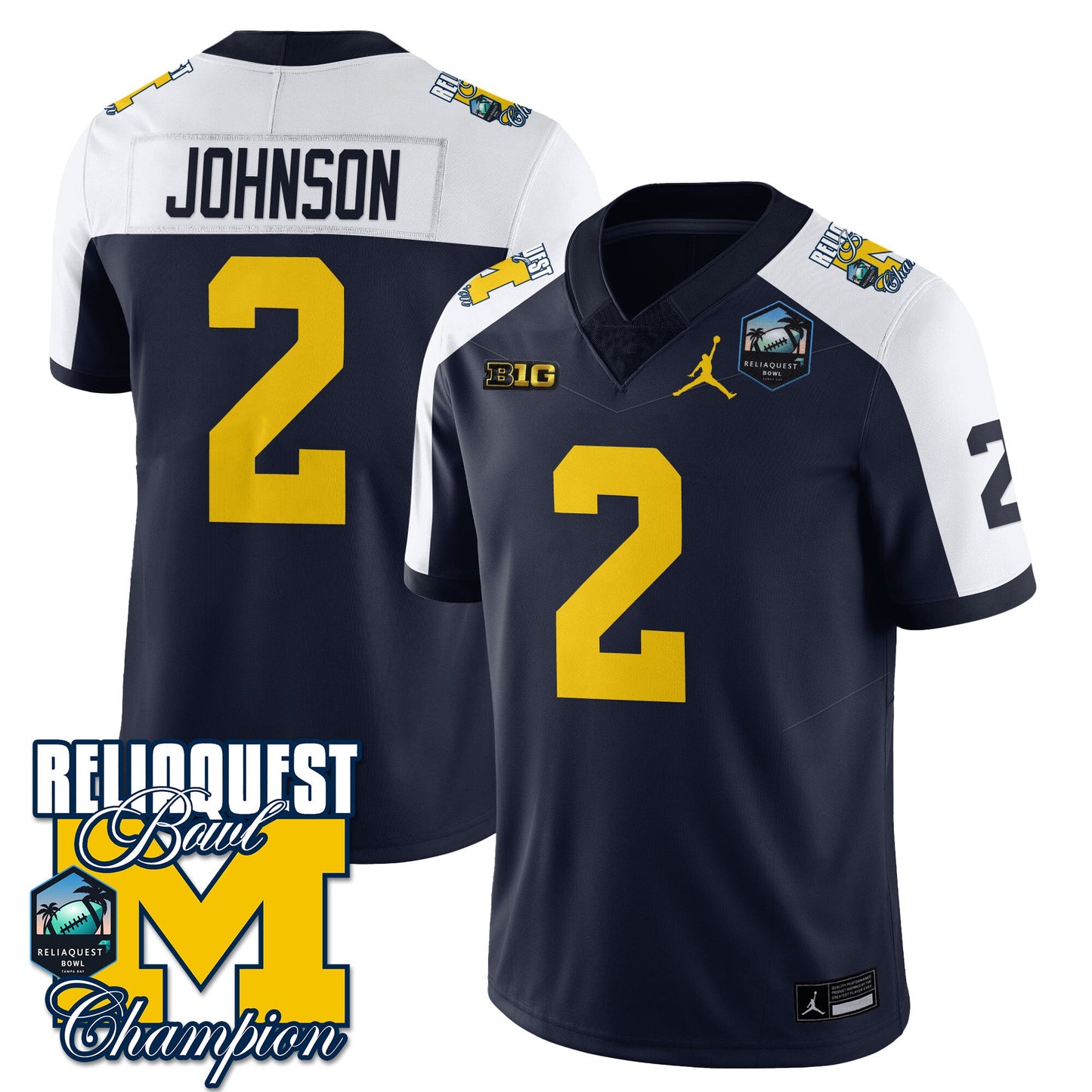 Michigan Wolverines 2024 ReliaQuest Bowl Champions Jersey - All Stitched