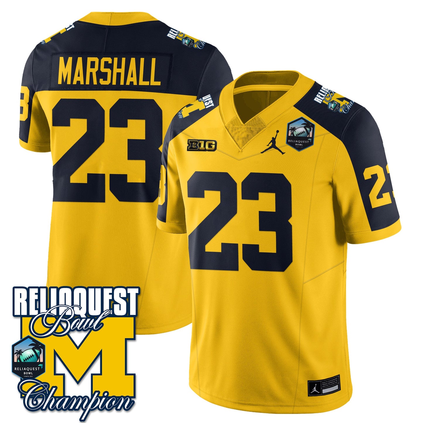 Michigan Wolverines 2024 ReliaQuest Bowl Champions Jersey - All Stitched