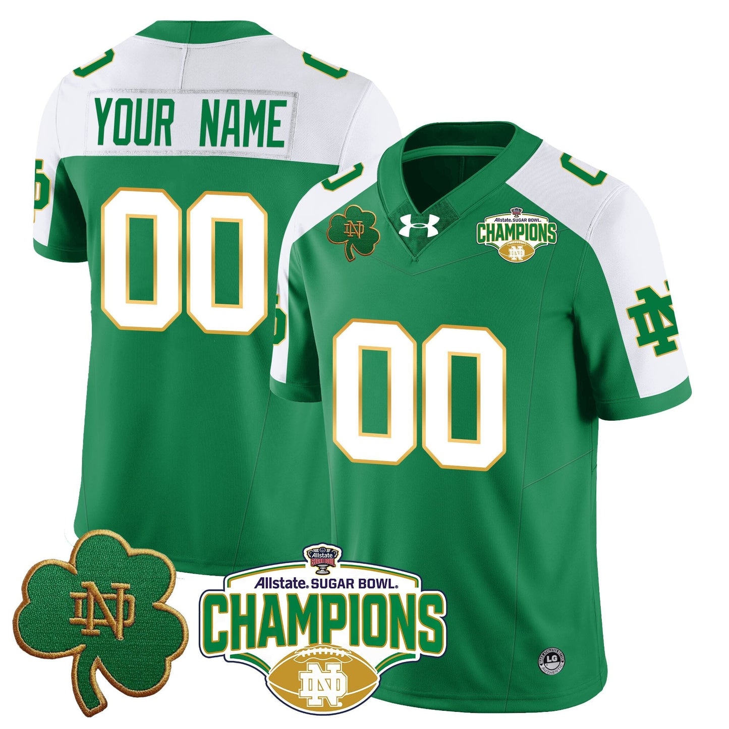 Custom ND 2025 Sugar Bowl Champions Jersey - All Stitched