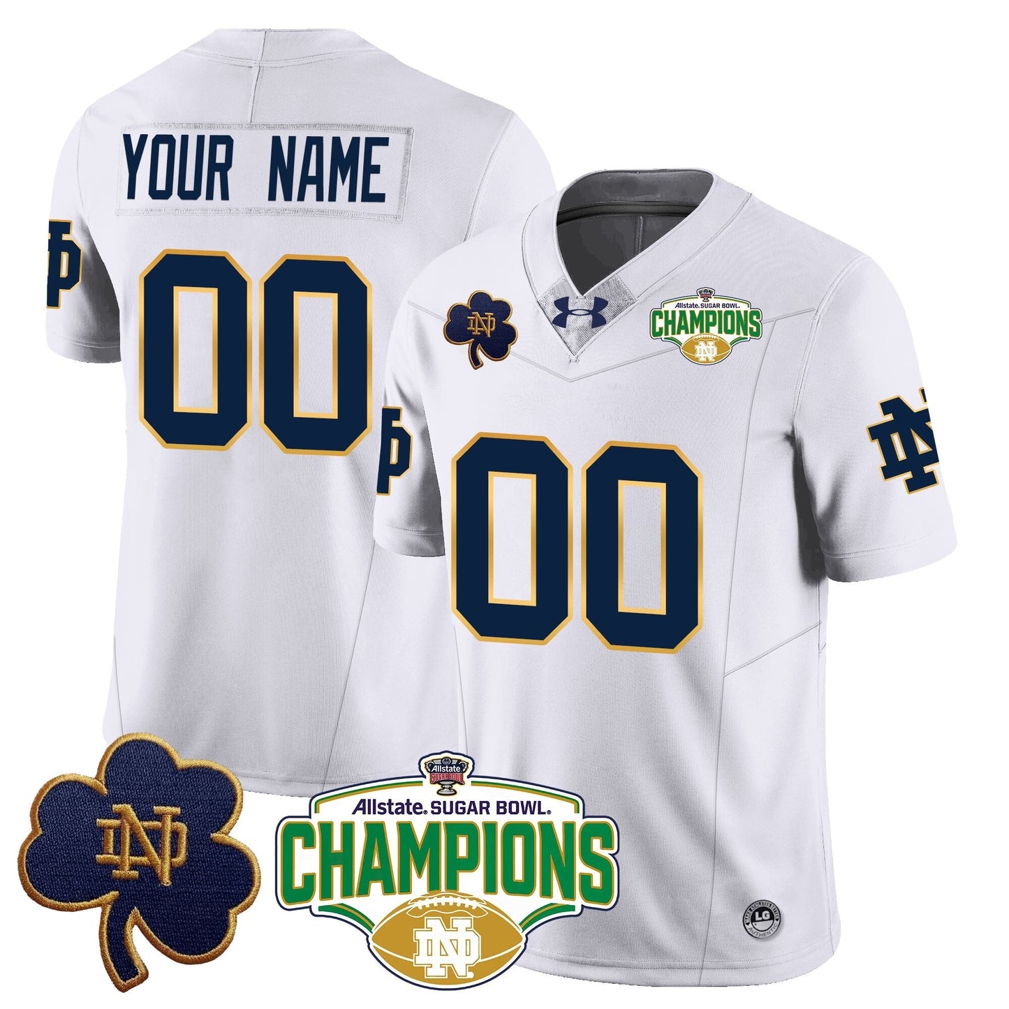 Custom ND 2025 Sugar Bowl Champions Jersey - All Stitched