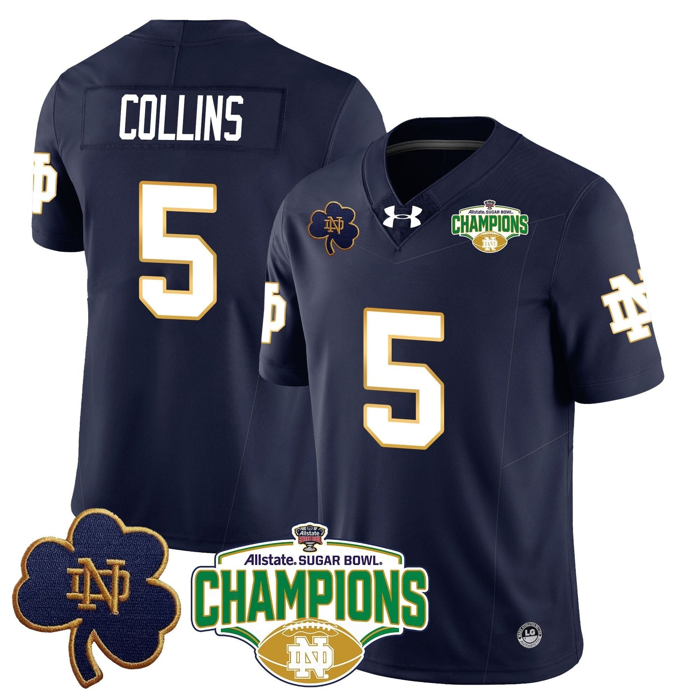 ND 2025 Sugar Bowl Champions Jersey - All Stitched