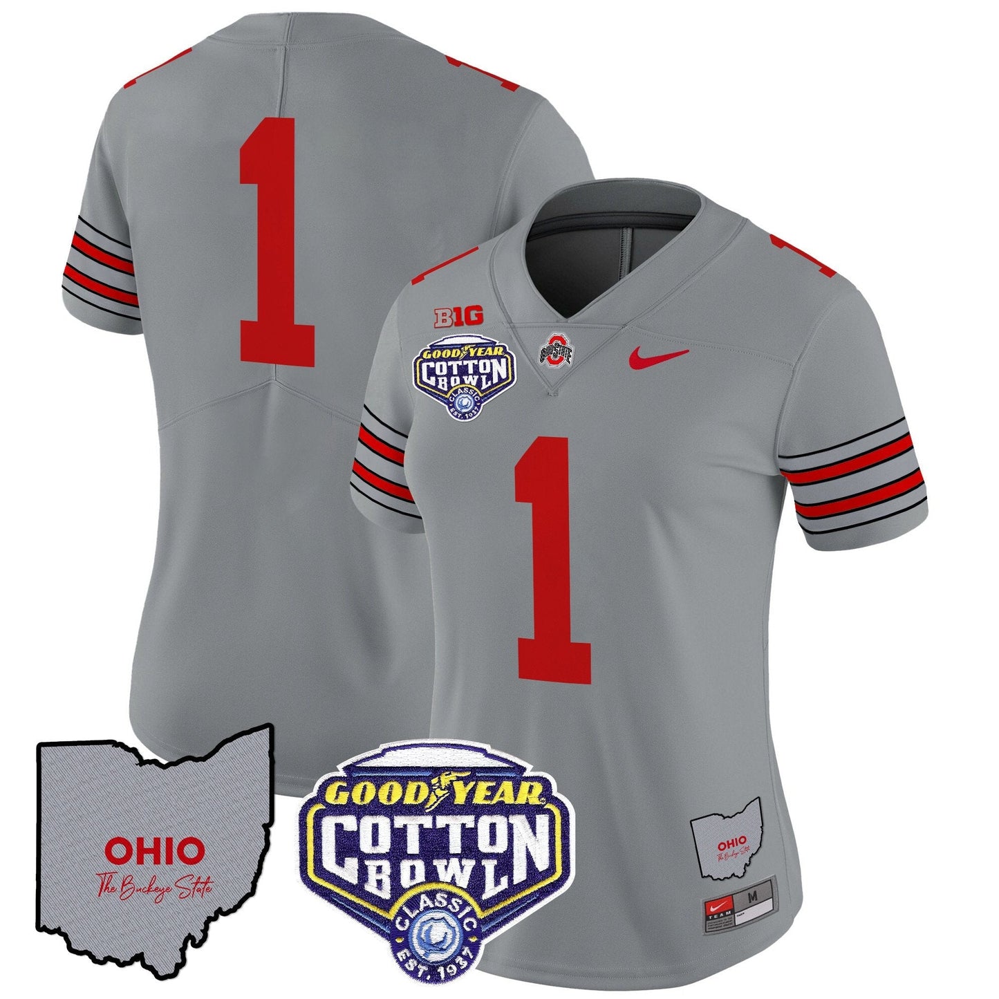 Women's OSU 'Heritage Stripe' Cotton Bowl Patch Vapor Limited Jersey - All Stitched