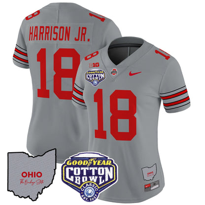 Women's OSU 'Heritage Stripe' Cotton Bowl Patch Vapor Limited Jersey - All Stitched