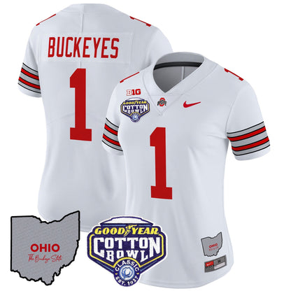 Women's OSU 'Heritage Stripe' Cotton Bowl Patch Vapor Limited Jersey - All Stitched
