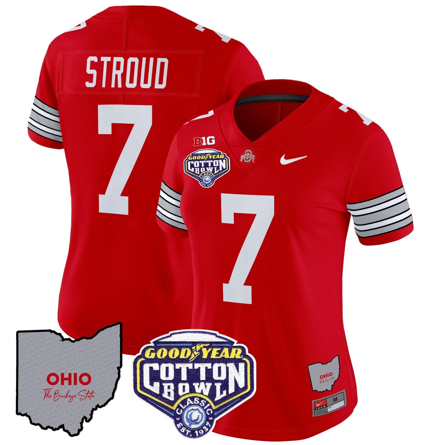 Women's OSU 'Heritage Stripe' Cotton Bowl Patch Vapor Limited Jersey - All Stitched