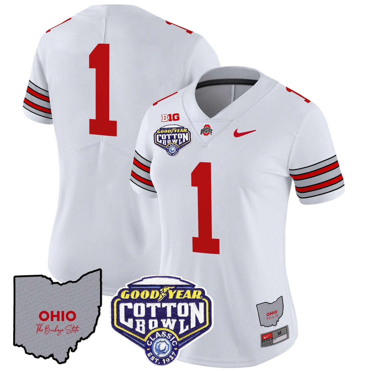 Women's OSU 'Heritage Stripe' Cotton Bowl Patch Vapor Limited Jersey - All Stitched