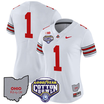 Women's OSU 'Heritage Stripe' Cotton Bowl Patch Vapor Limited Jersey - All Stitched