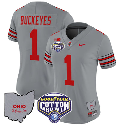 Women's OSU 'Heritage Stripe' Cotton Bowl Patch Vapor Limited Jersey - All Stitched