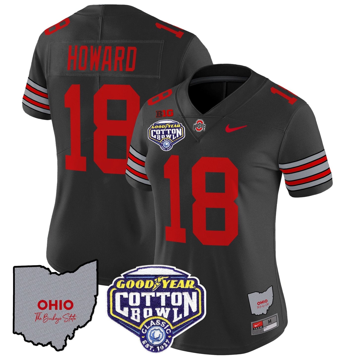 Women's OSU 'Heritage Stripe' Cotton Bowl Patch Vapor Limited Jersey - All Stitched