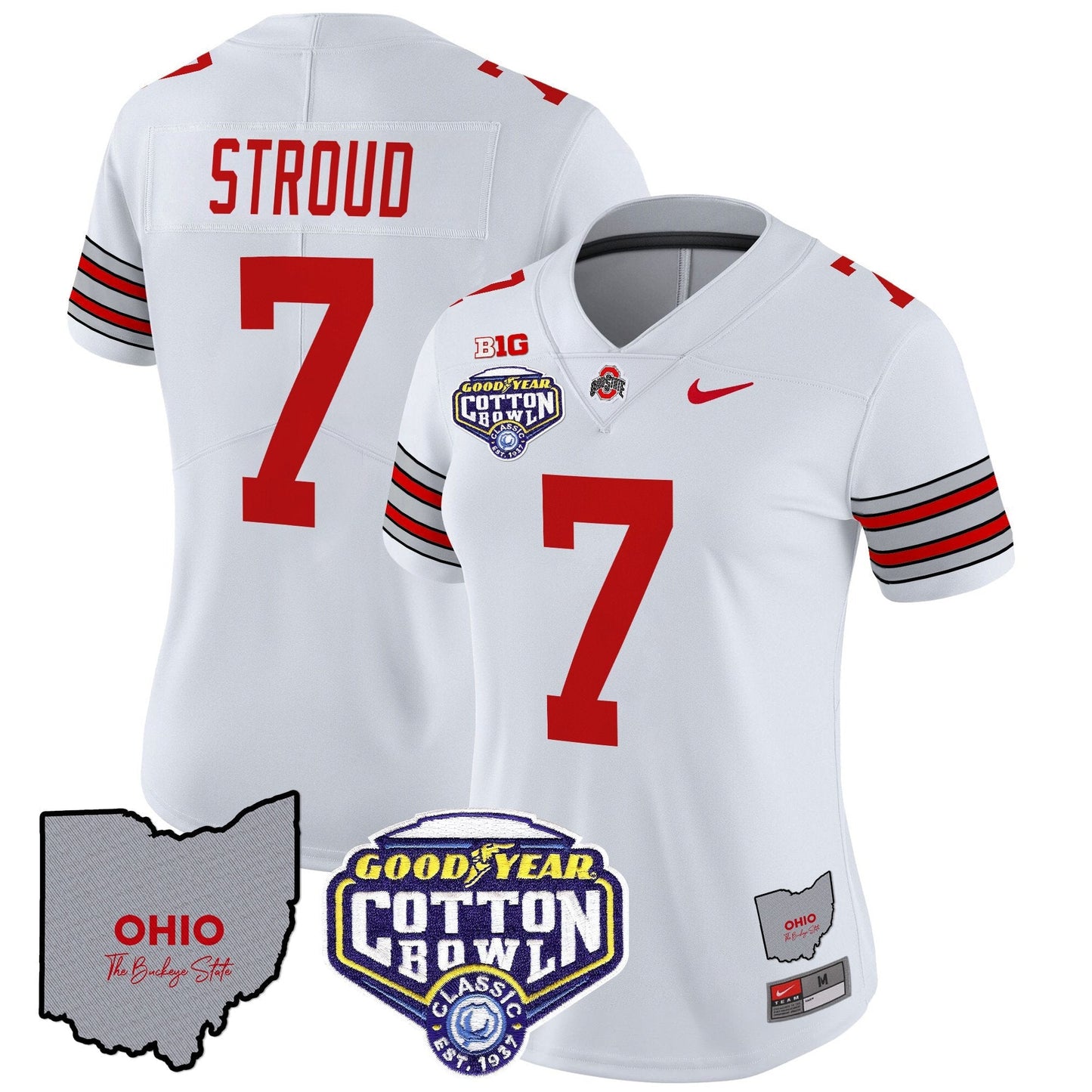 Women's OSU 'Heritage Stripe' Cotton Bowl Patch Vapor Limited Jersey - All Stitched