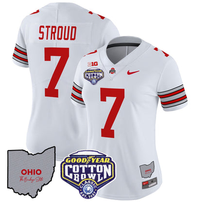 Women's OSU 'Heritage Stripe' Cotton Bowl Patch Vapor Limited Jersey - All Stitched