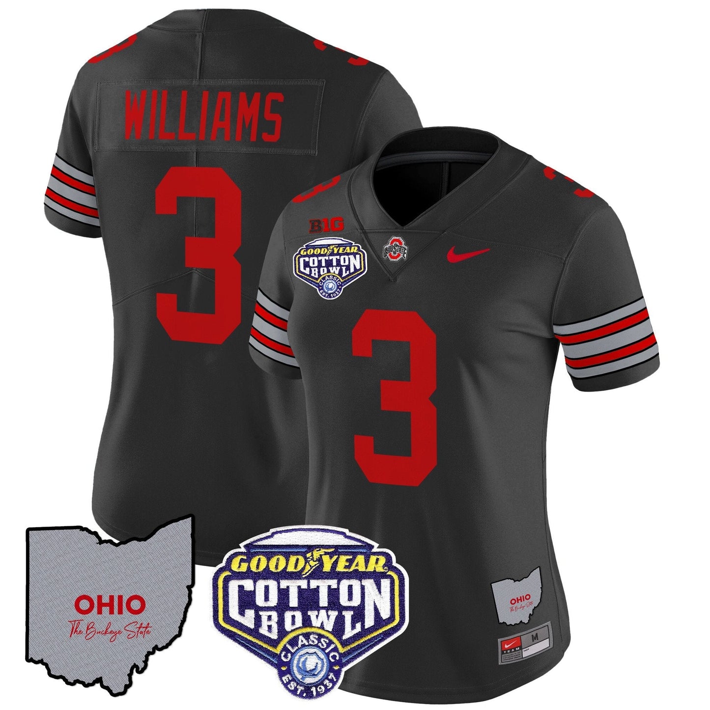 Women's OSU 'Heritage Stripe' Cotton Bowl Patch Vapor Limited Jersey - All Stitched