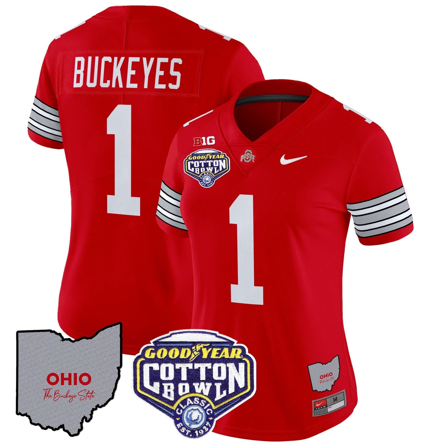 Women's OSU 'Heritage Stripe' Cotton Bowl Patch Vapor Limited Jersey - All Stitched