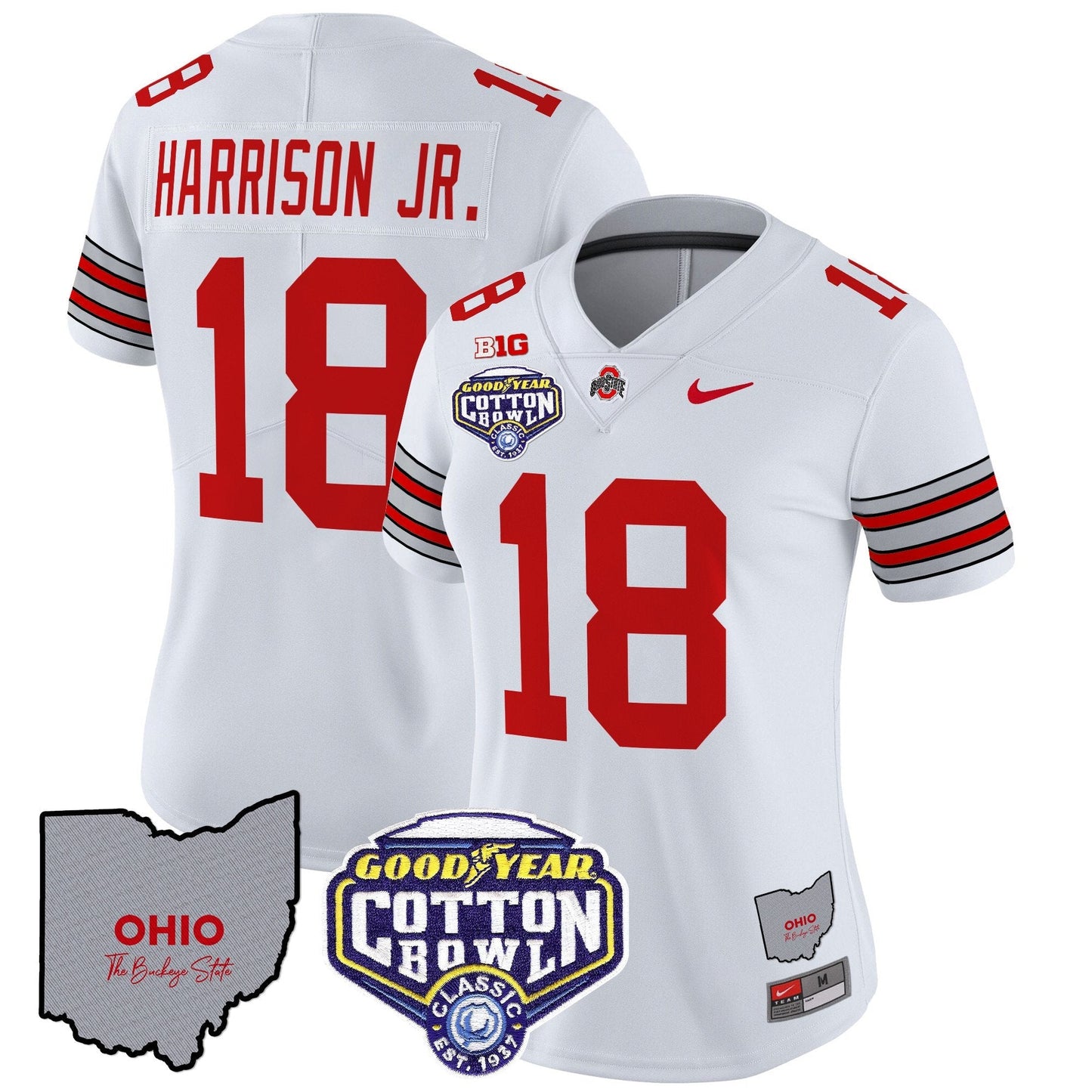 Women's OSU 'Heritage Stripe' Cotton Bowl Patch Vapor Limited Jersey - All Stitched