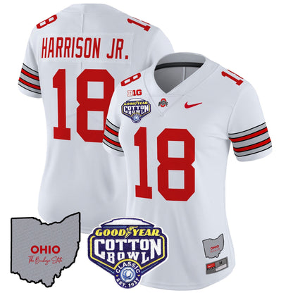 Women's OSU 'Heritage Stripe' Cotton Bowl Patch Vapor Limited Jersey - All Stitched