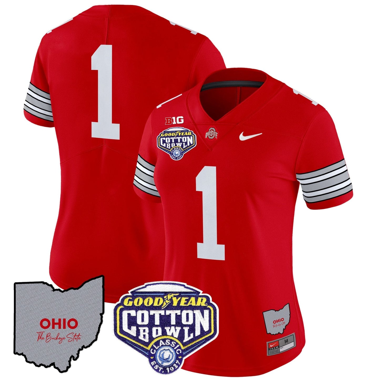 Women's OSU 'Heritage Stripe' Cotton Bowl Patch Vapor Limited Jersey - All Stitched