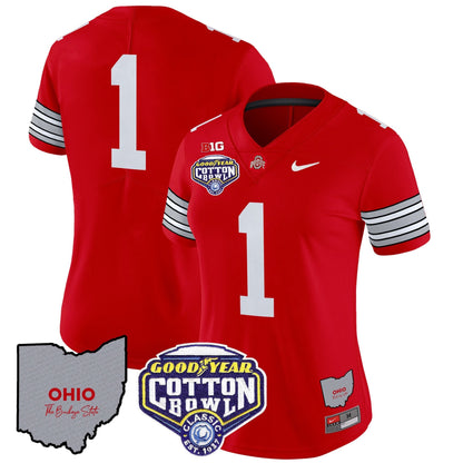 Women's OSU 'Heritage Stripe' Cotton Bowl Patch Vapor Limited Jersey - All Stitched