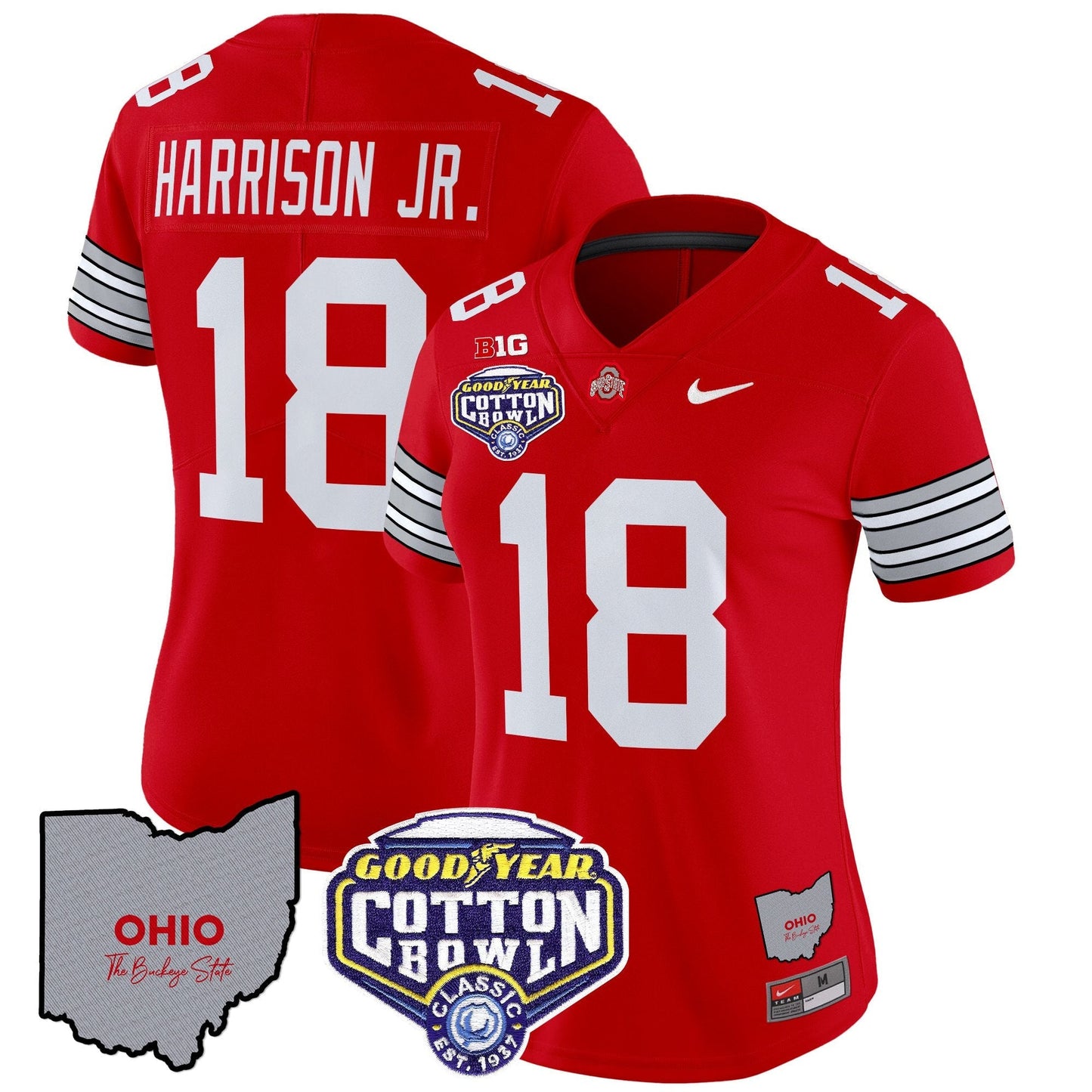 Women's OSU 'Heritage Stripe' Cotton Bowl Patch Vapor Limited Jersey - All Stitched
