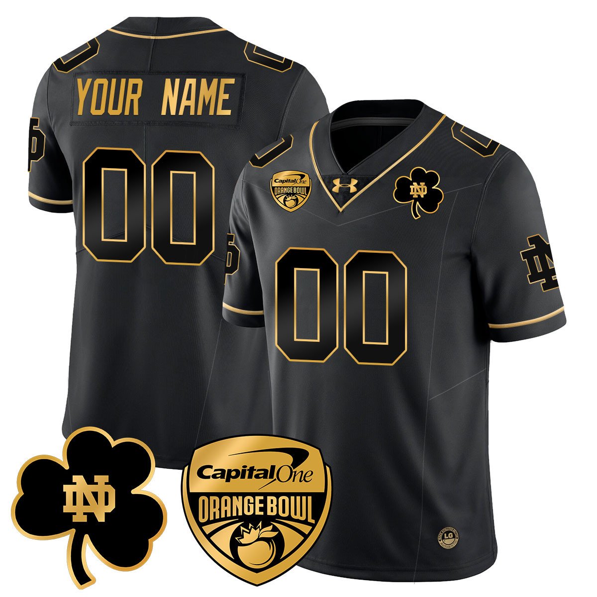 Custom ND 2025 Orange Bowl Jersey - All Stitched