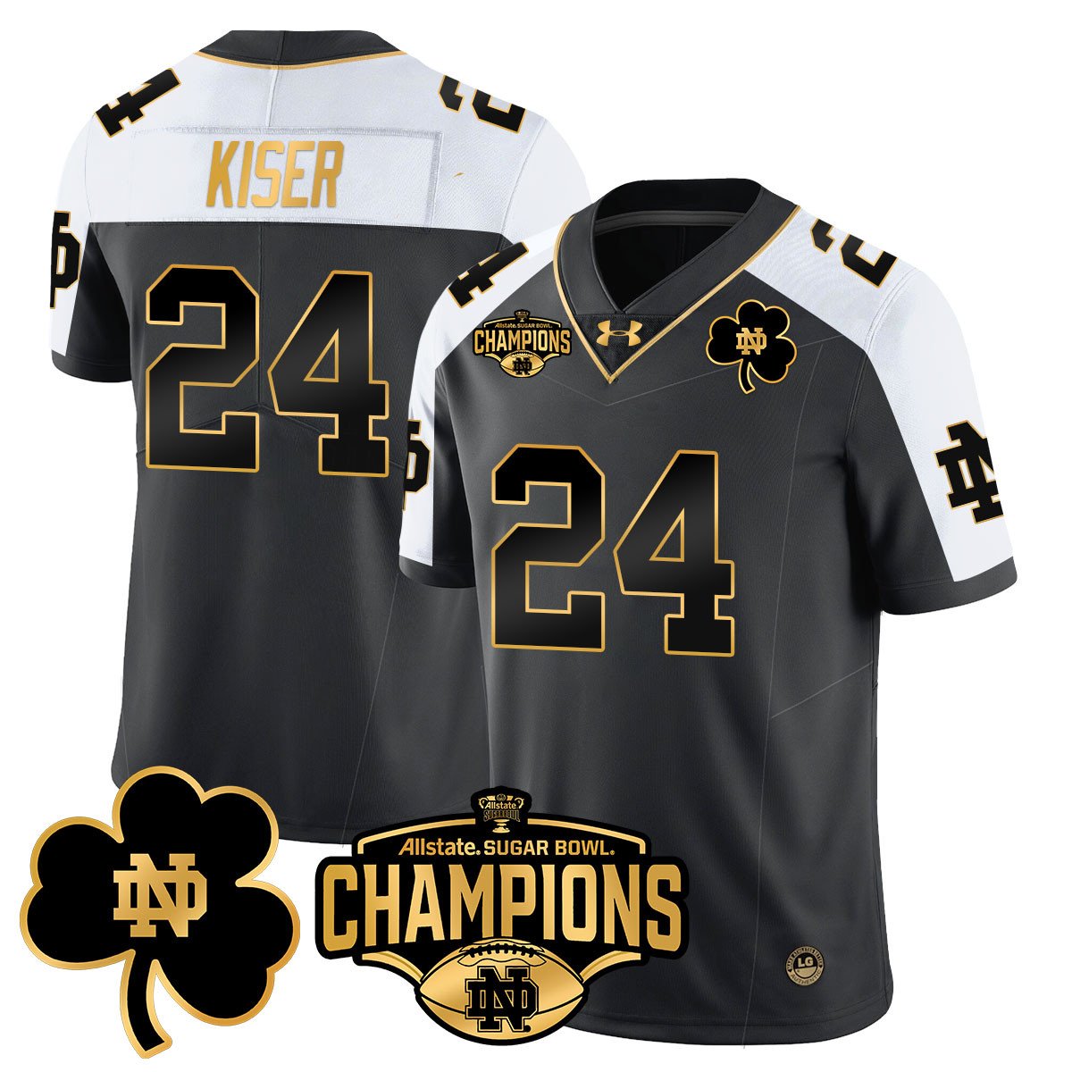 ND 2025 Sugar Bowl Champions Gold Jersey - All Stitched
