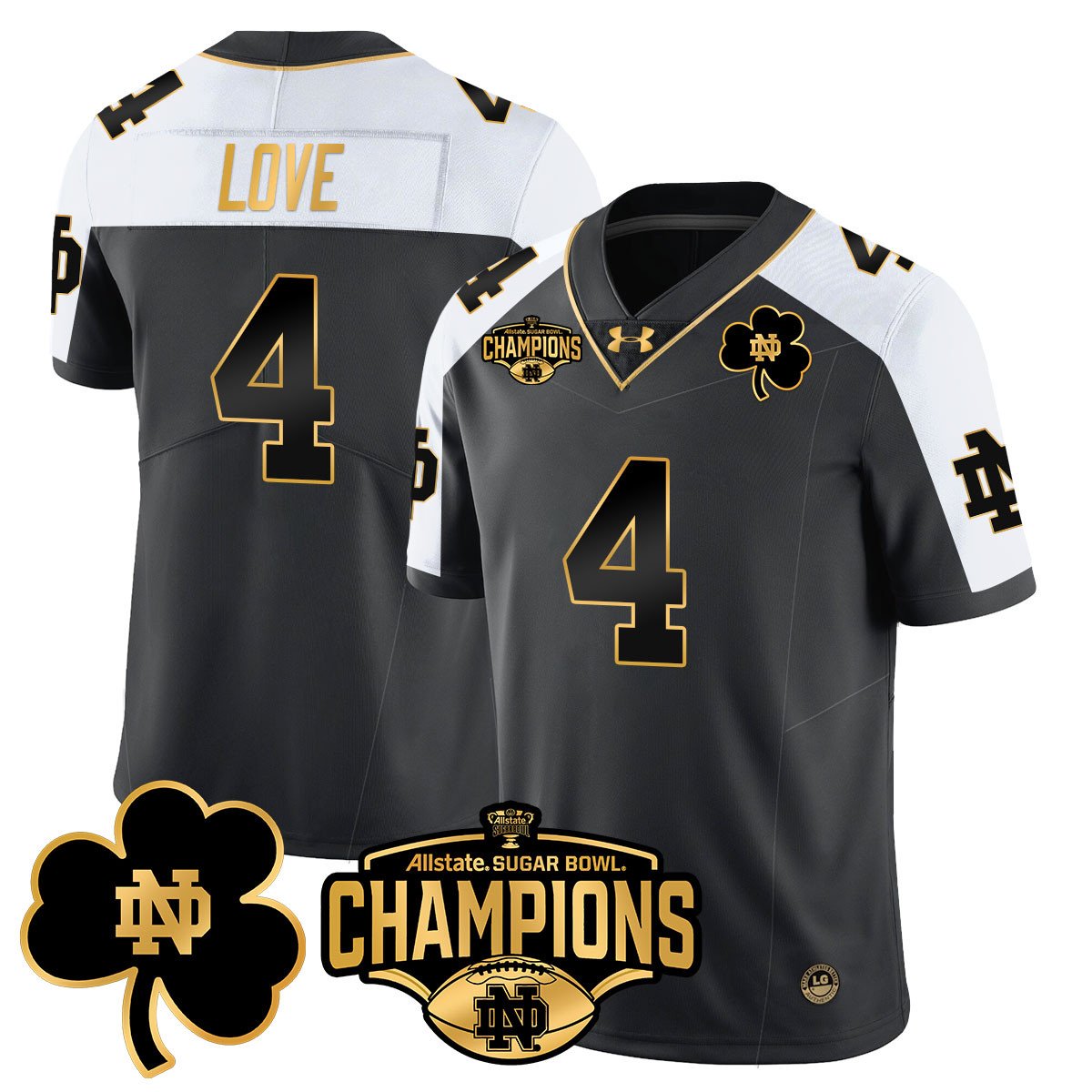 ND 2025 Sugar Bowl Champions Gold Jersey - All Stitched