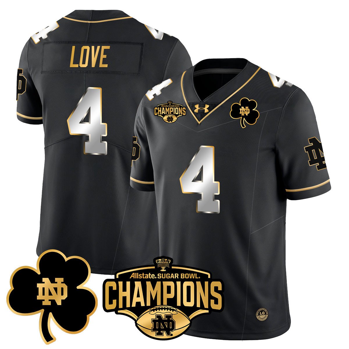 ND 2025 Sugar Bowl Champions Gold Jersey - All Stitched