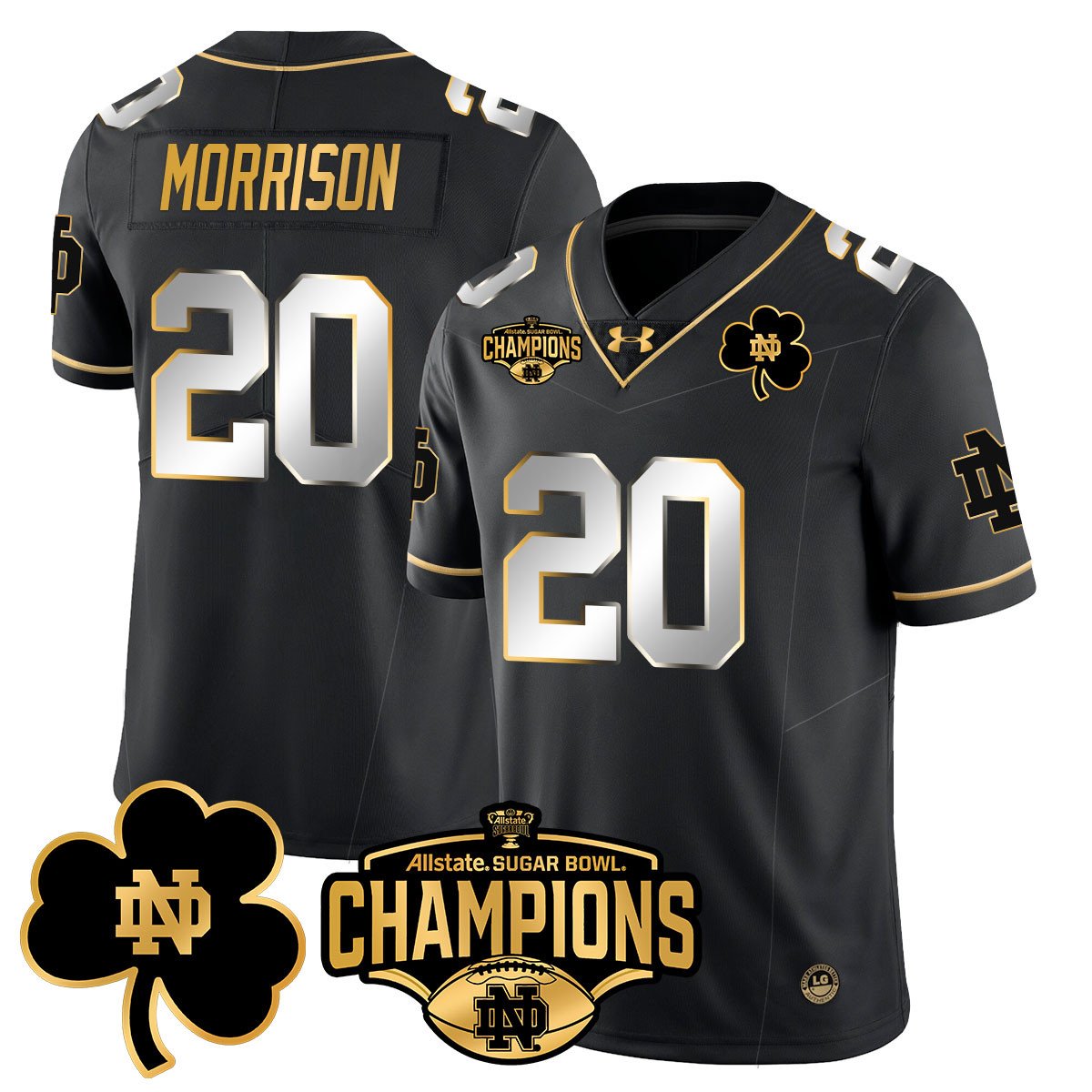 ND 2025 Sugar Bowl Champions Gold Jersey - All Stitched