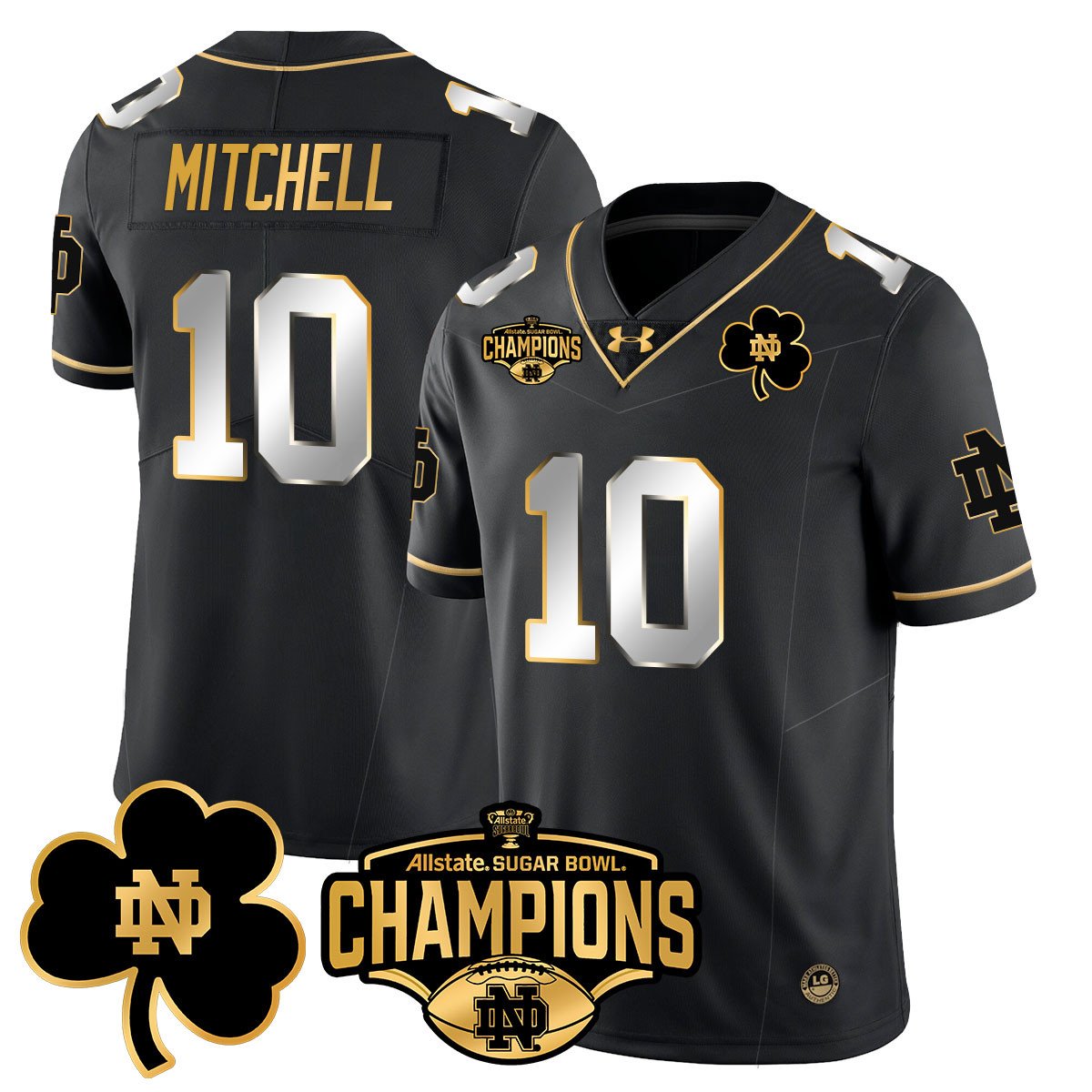 ND 2025 Sugar Bowl Champions Gold Jersey - All Stitched