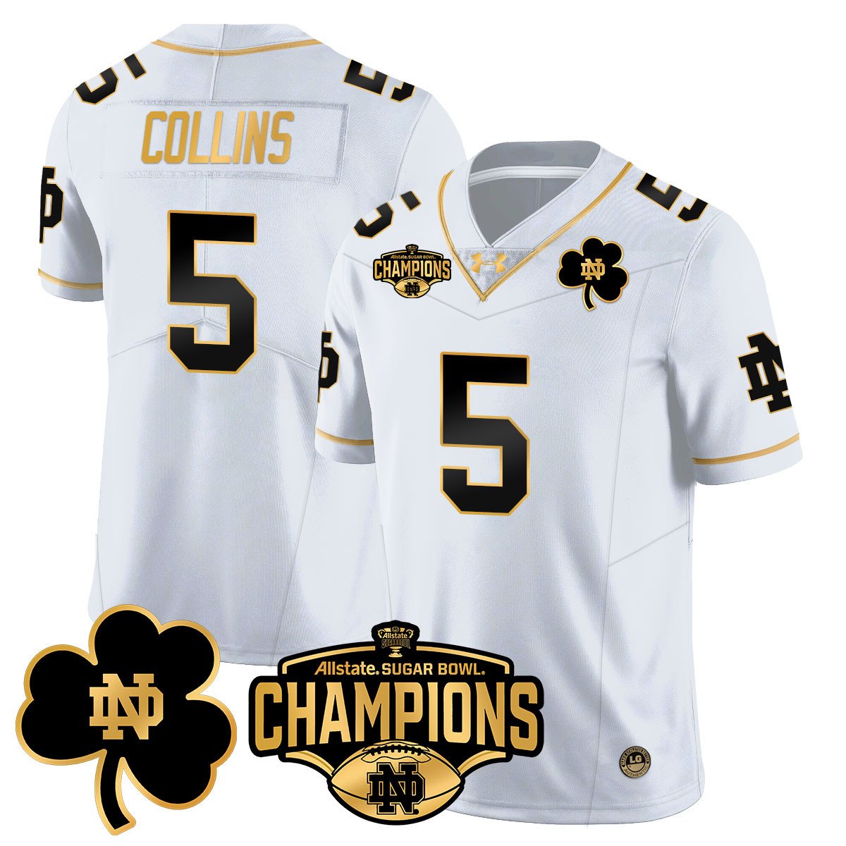 ND 2025 Sugar Bowl Champions Gold Jersey - All Stitched