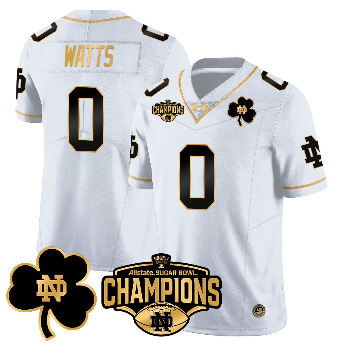 ND 2025 Sugar Bowl Champions Gold Jersey - All Stitched