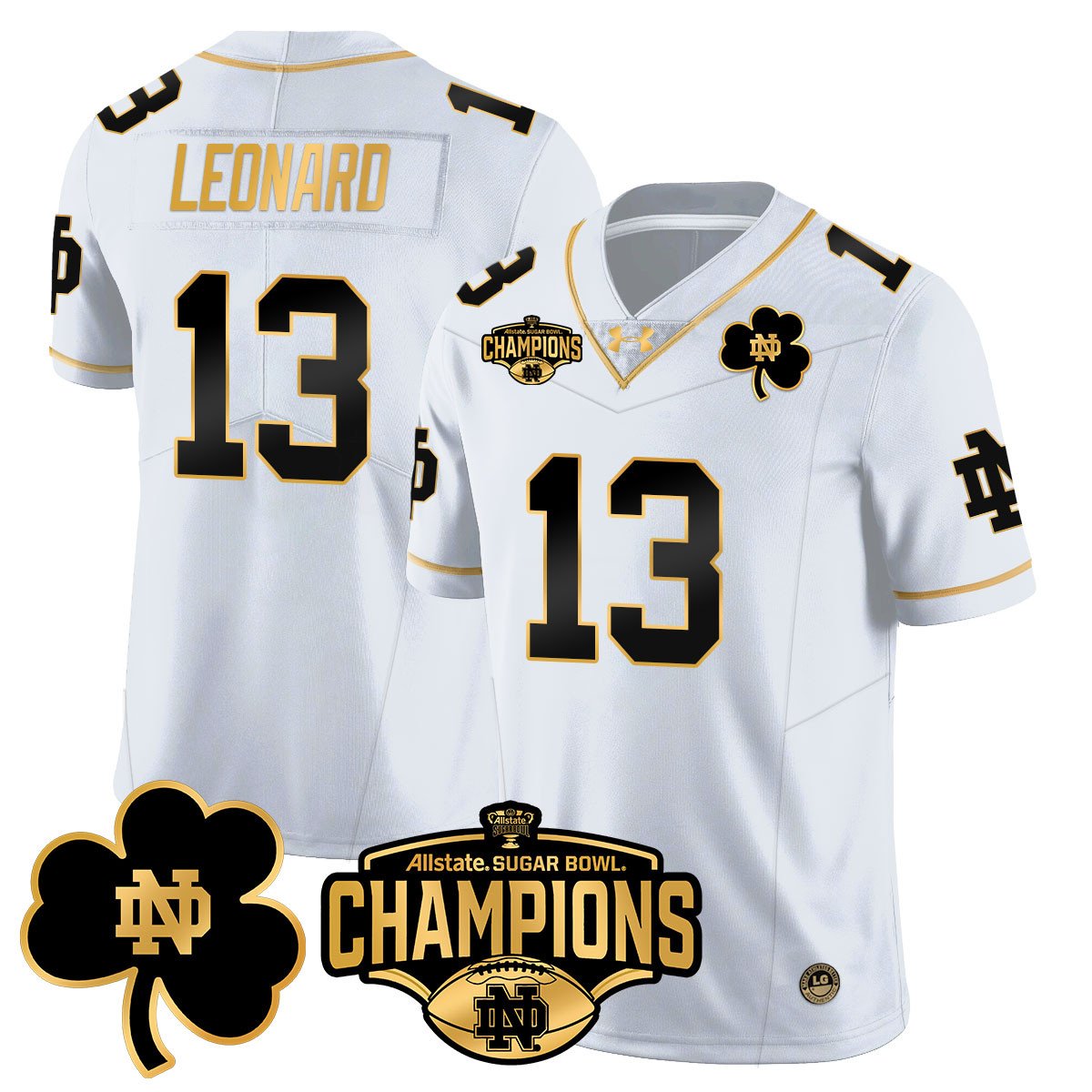ND 2025 Sugar Bowl Champions Gold Jersey - All Stitched