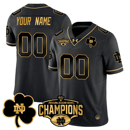 Custom ND 2025 Sugar Bowl Champions Gold Jersey - All Stitched