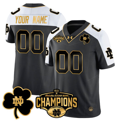 Custom ND 2025 Sugar Bowl Champions Gold Jersey - All Stitched