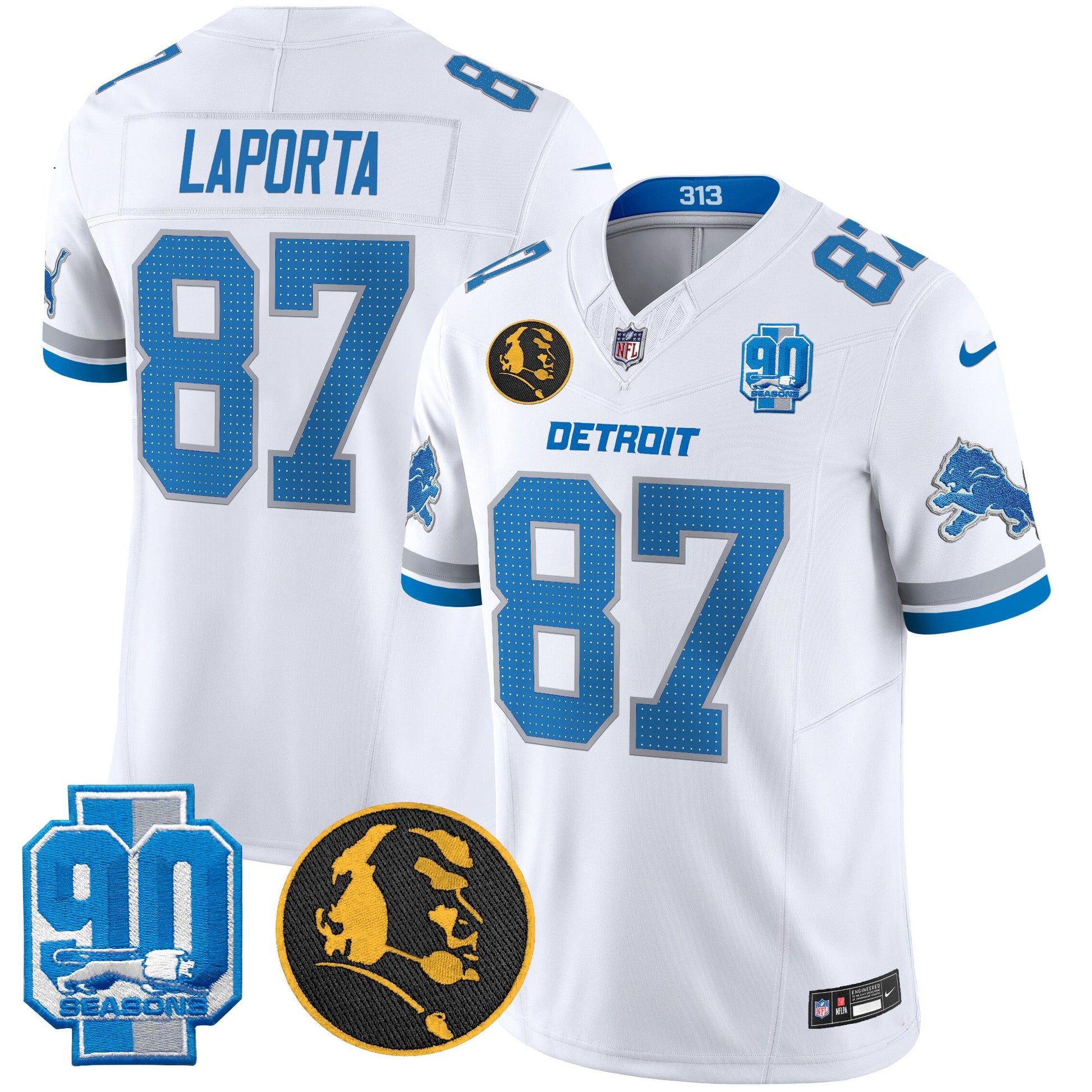 Men's Detroit Lions 2024 90th & John Madden Patch Vapor Limited Jersey V2 - All Stitched