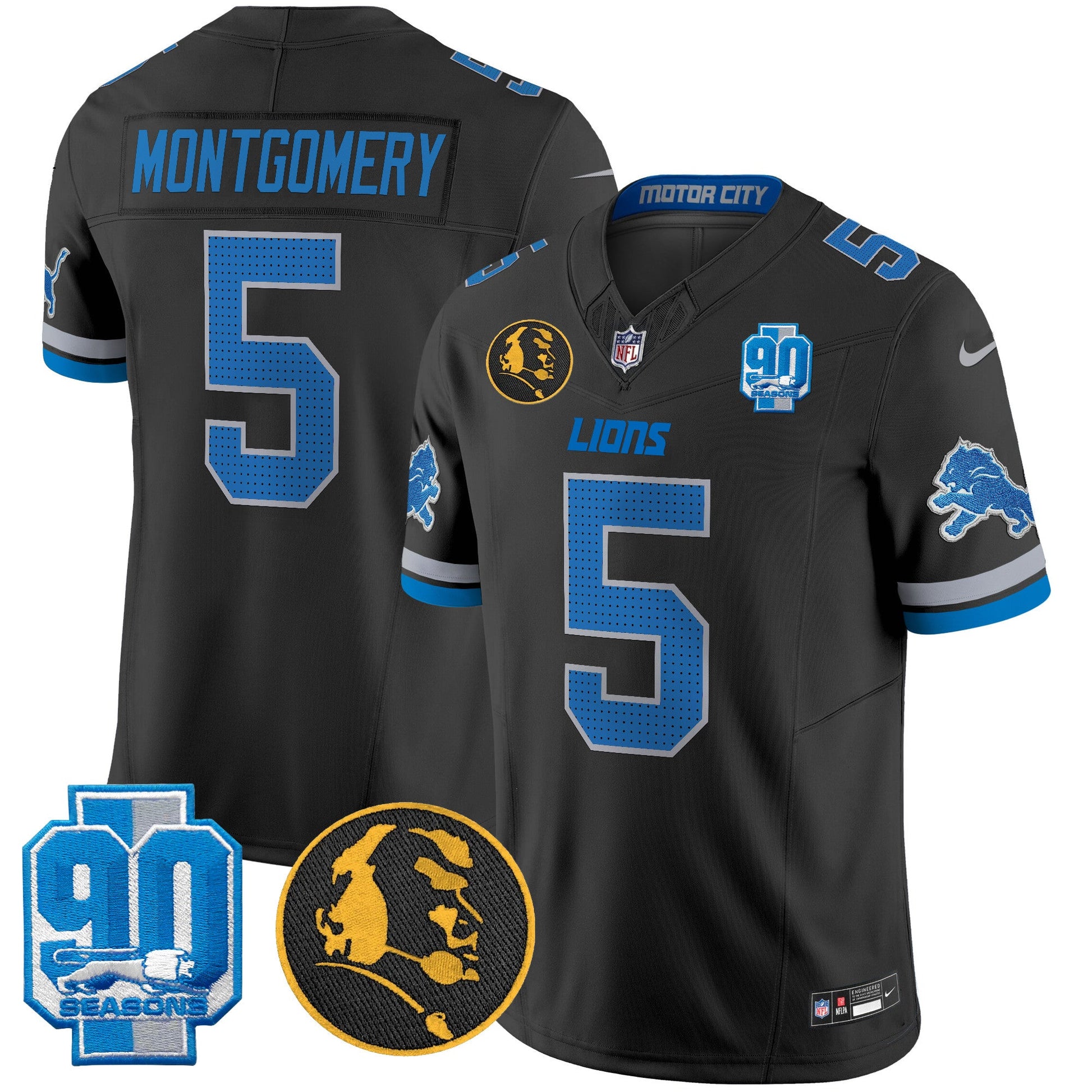 Men's Detroit Lions 2024 90th & John Madden Patch Vapor Limited Jersey V2 - All Stitched