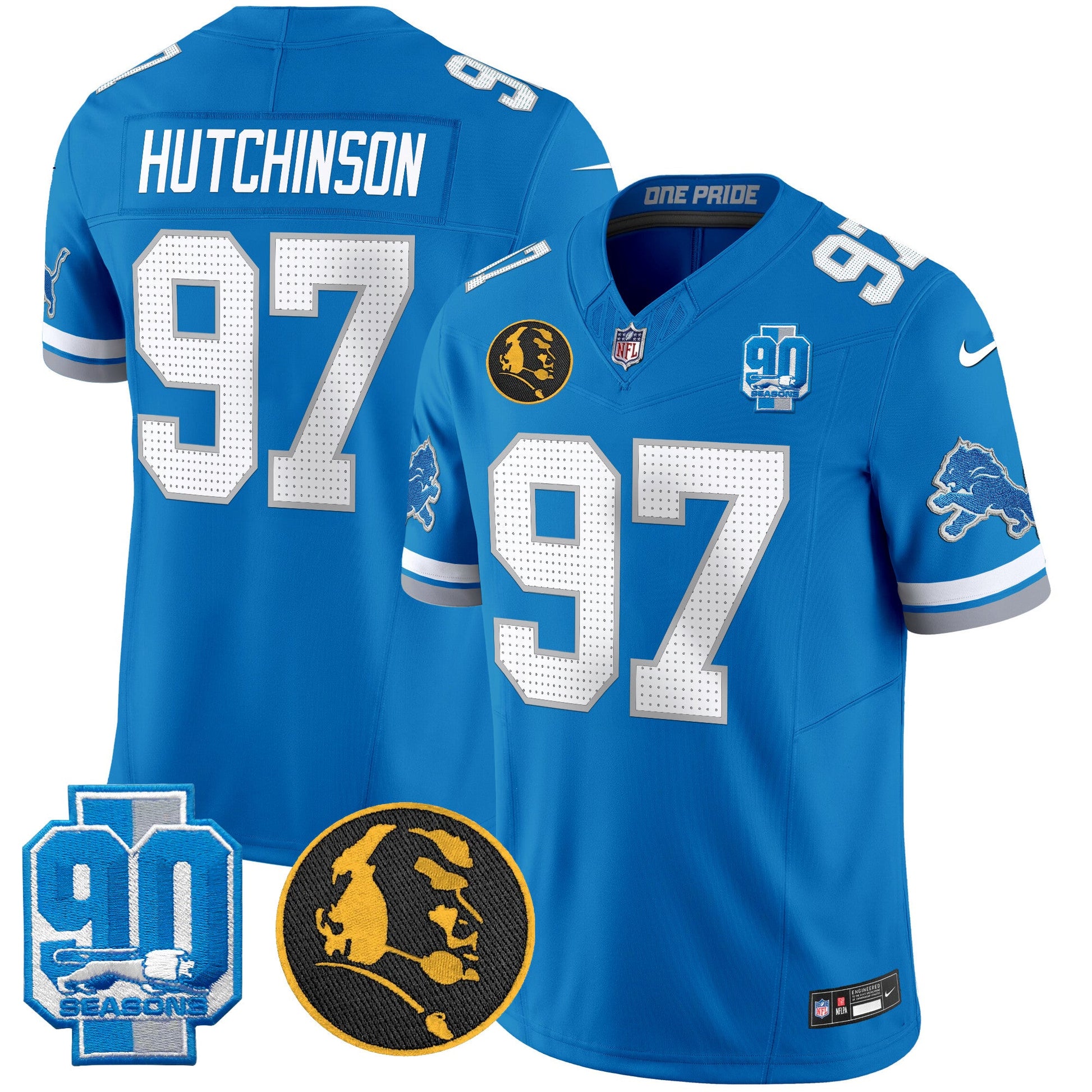 Men's Detroit Lions 2024 90th & John Madden Patch Vapor Limited Jersey V2 - All Stitched