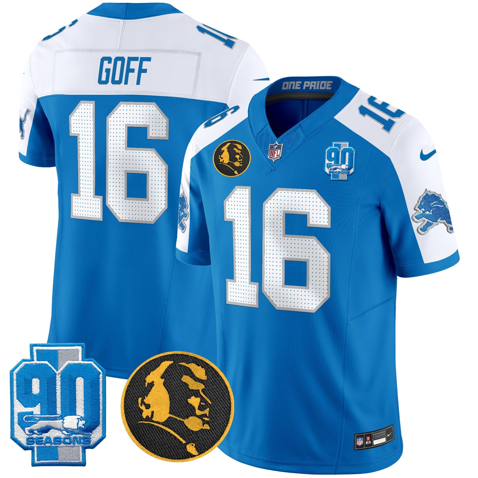 Men's Detroit Lions 2024 90th & John Madden Patch Vapor Limited Jersey V2 - All Stitched