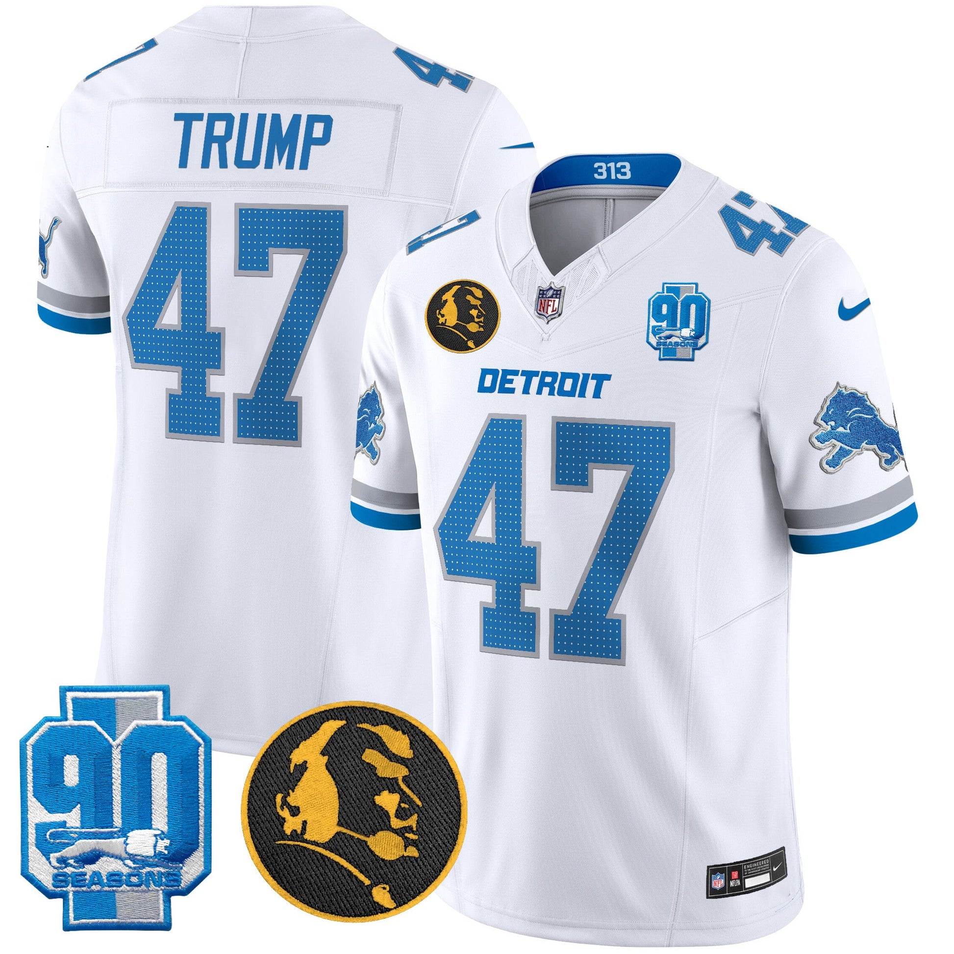 Men's Detroit Lions 2024 90th & John Madden Patch Vapor Limited Jersey V2 - All Stitched