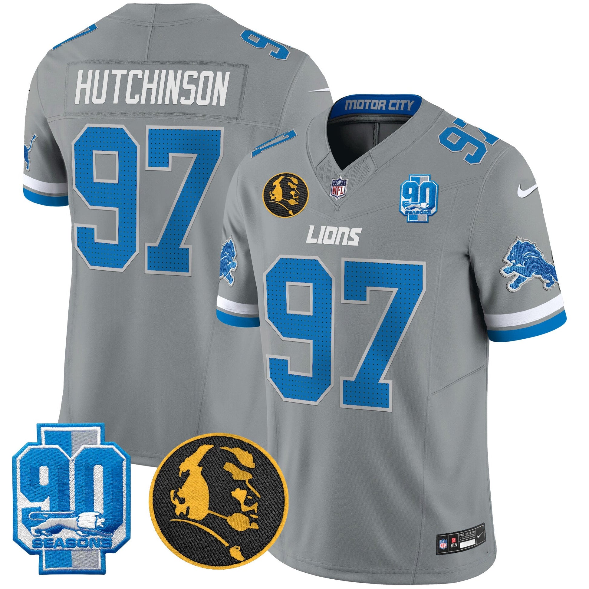 Men's Detroit Lions 2024 90th & John Madden Patch Vapor Limited Jersey V2 - All Stitched