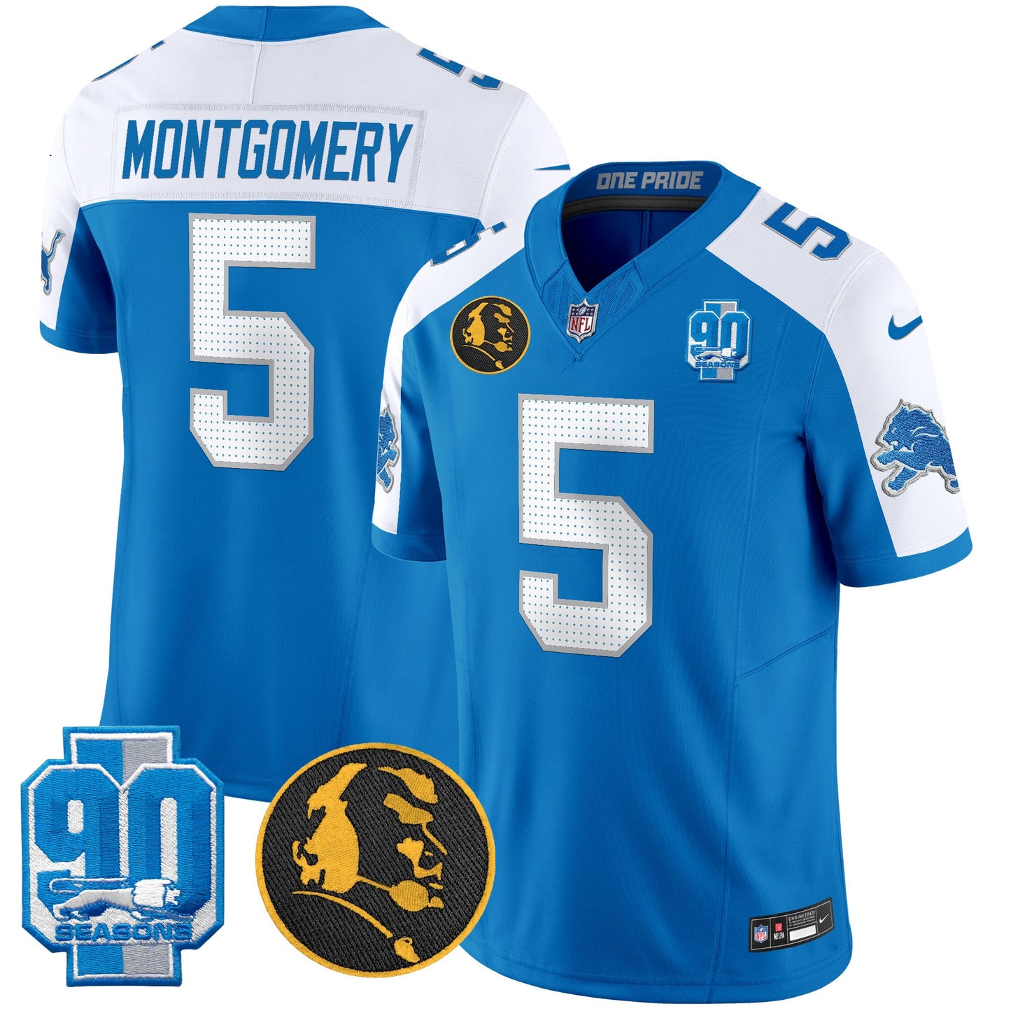 Men's Detroit Lions 2024 90th & John Madden Patch Vapor Limited Jersey V2 - All Stitched