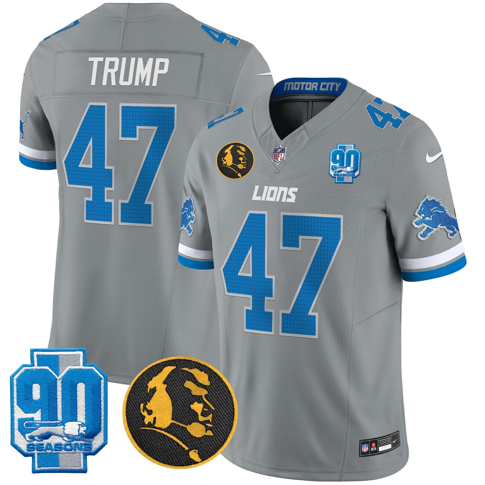 Men's Detroit Lions 2024 90th & John Madden Patch Vapor Limited Jersey V2 - All Stitched